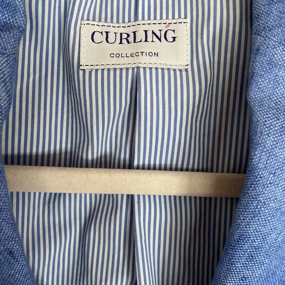 Curling Collection Blue and White Blazer with Tailored Fit & Nautical Touch - 36 - Picture 2 of 9